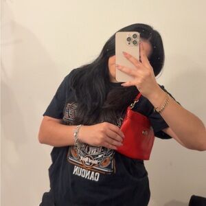 Coach red orange leather shoulder